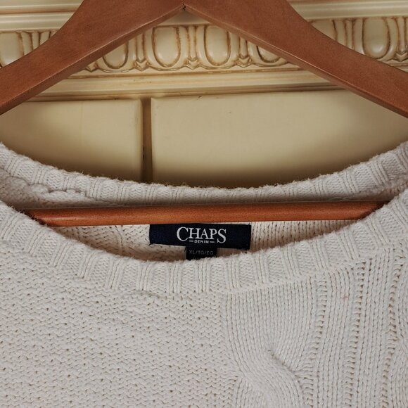 CHAPS Denim Women's Heritage Cream Cable Boxy Sweater Vest Sz XL - Picture 7 of 14